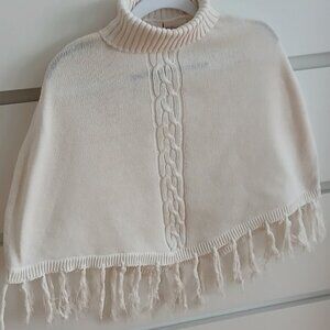 Laura Ashley Girls 100% Cotton Turtleneck Poncho - 2T